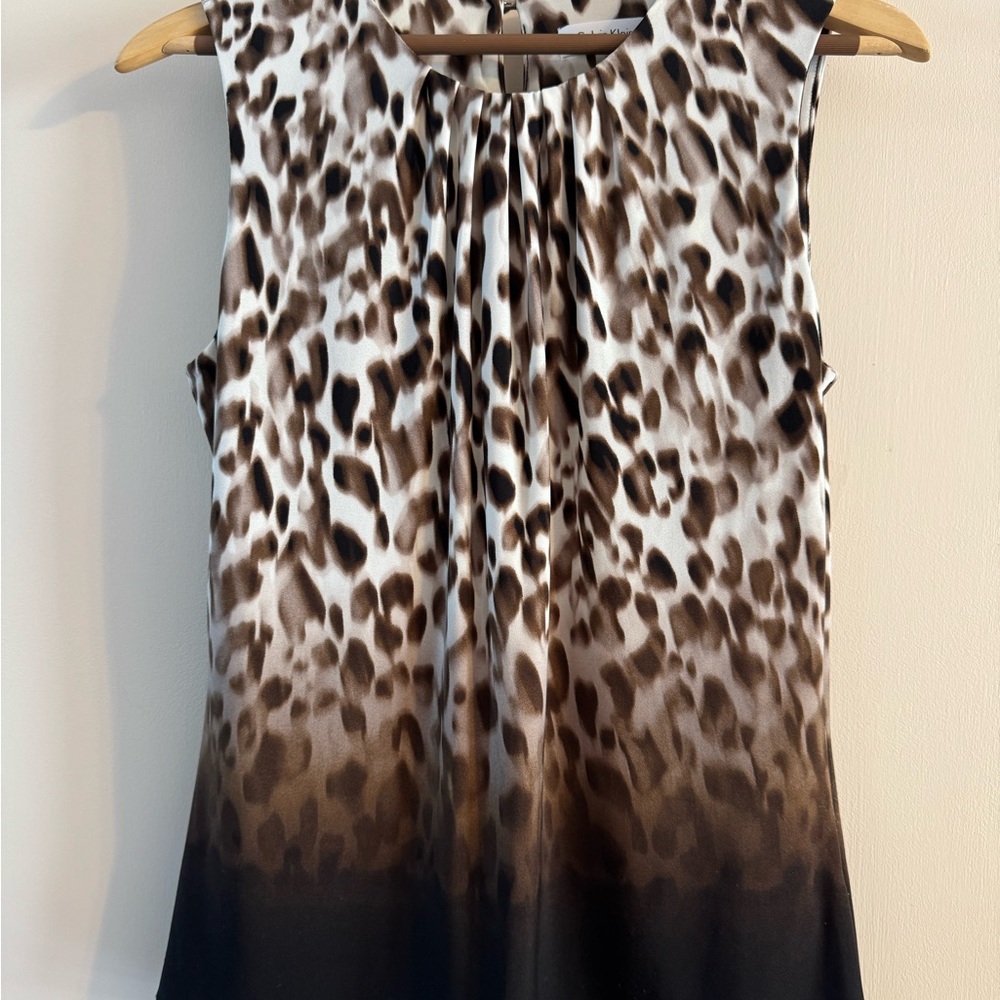 Calvin Klein Brown and Black Animal Print Blouse